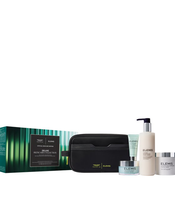 مجموعة العناية الفاخرة بالبشرة من إيلميس xأستون مارتن أرامكو فورمولا ون™ مجموعة العناية الفاخرة بالبشرة من إيلميس xأستون مارتن أرامكو فورمولا ون